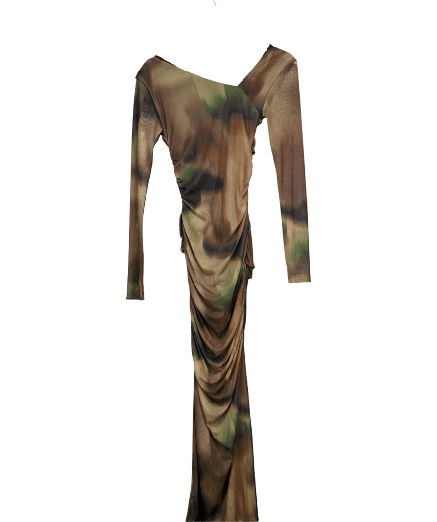 Pinko Green Anficlea Tie - dye Tulle Midi Dress UK S - Reliked