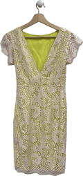 Pinko Yellow Lace V - Neck Dress UK 8 - Reliked