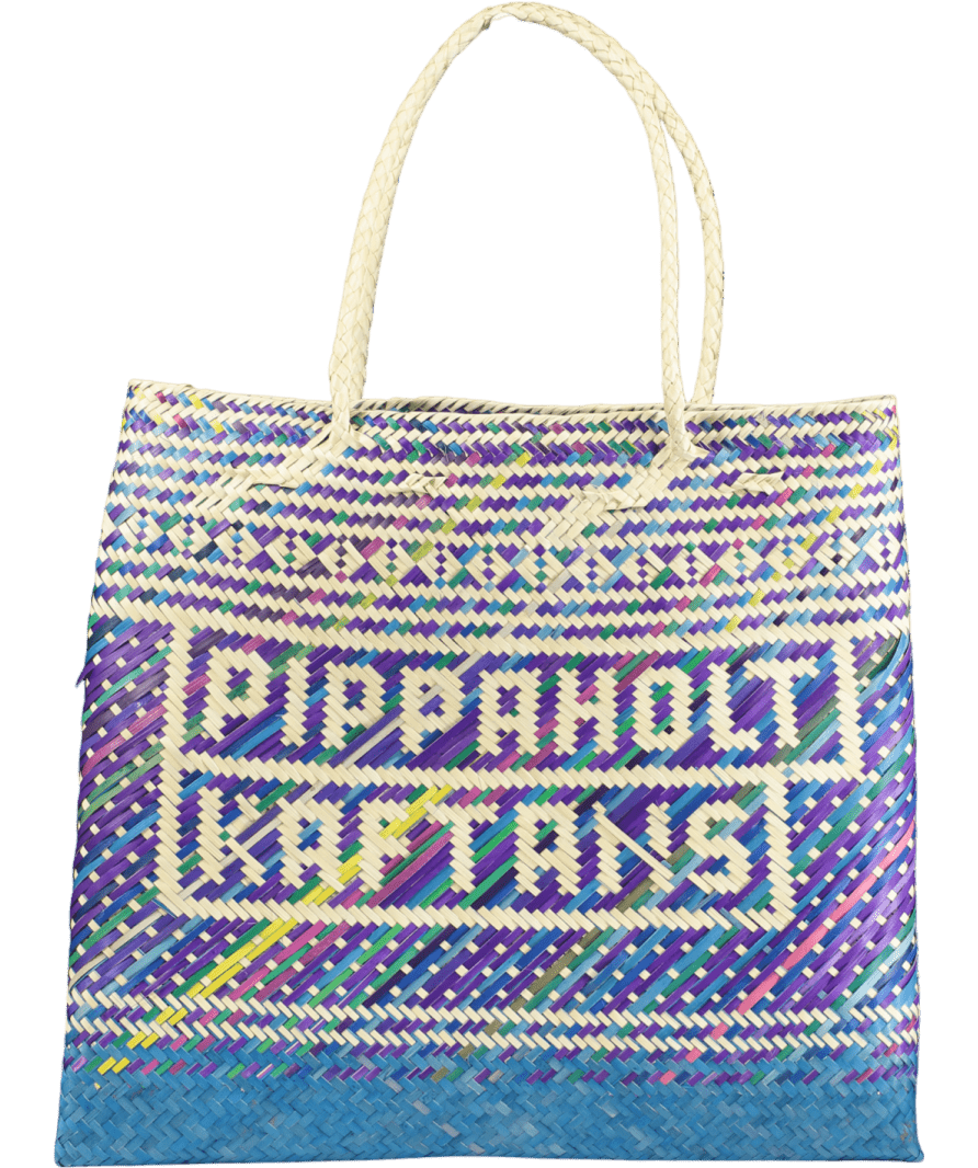 Pippa Holt Blue Woven Raffia Tote Bag - Reliked
