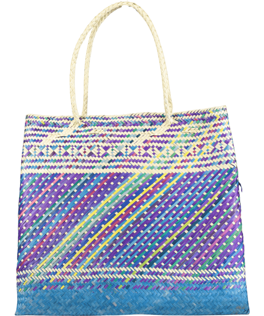Pippa Holt Blue Woven Raffia Tote Bag - Reliked