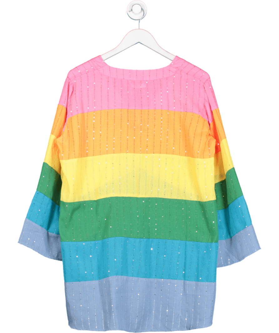 Pitusa Multicoloured Rainbow Stripe Kaftan Tunic One Size - Reliked