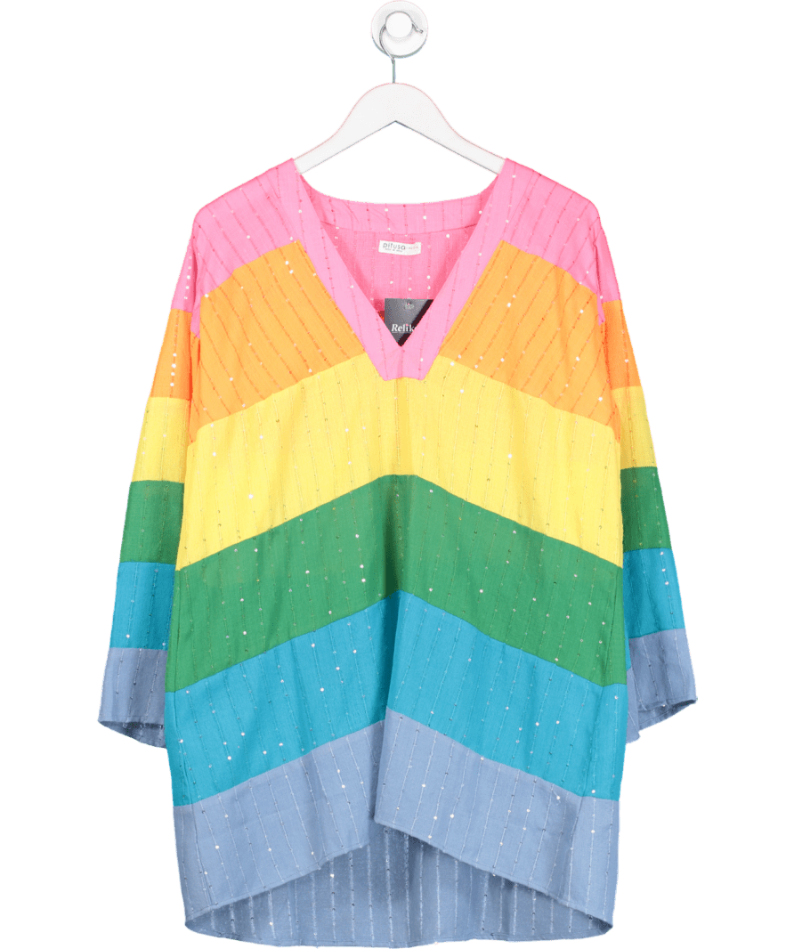Pitusa Multicoloured Rainbow Stripe Kaftan Tunic One Size - Reliked