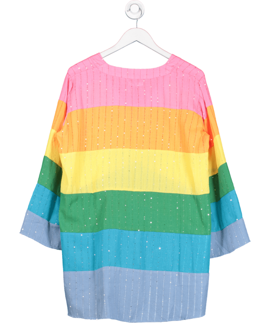 Pitusa Multicoloured Rainbow Stripe Kaftan Tunic One Size - Reliked