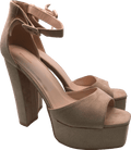 PLT Beige Suede Block High Heel Sandals EU 41 UK 8 - Reliked