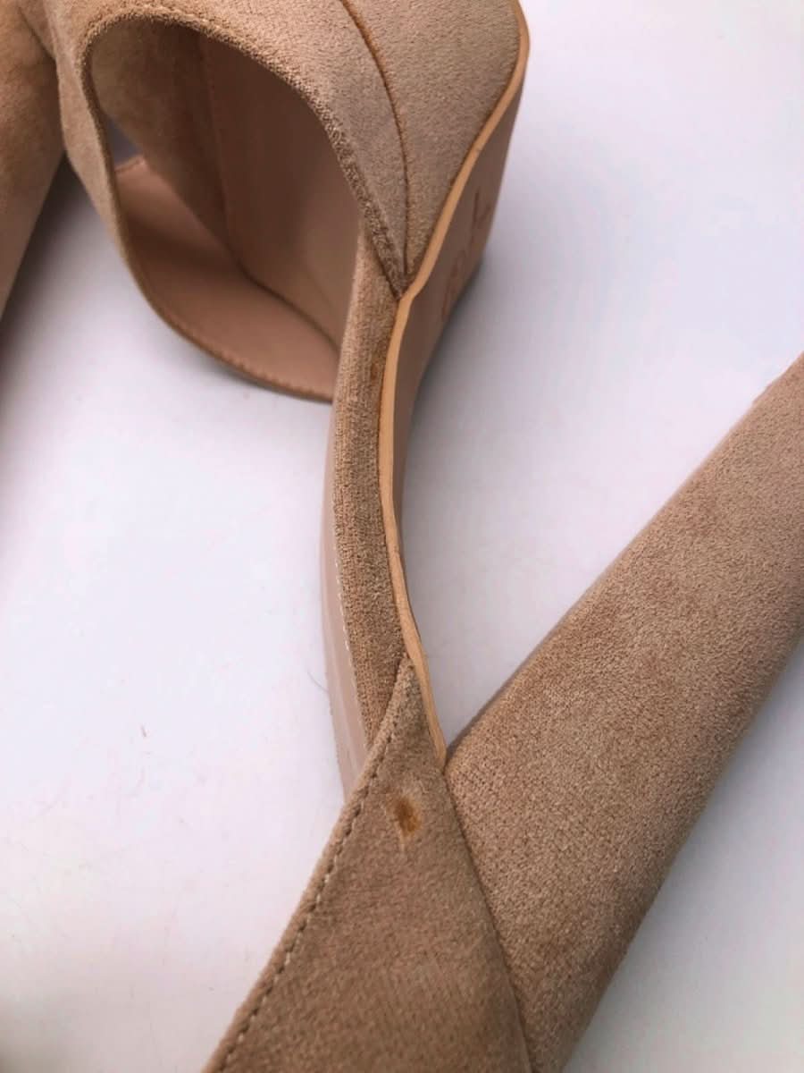 PLT Beige Suede Block High Heel Sandals EU 41 UK 8 - Reliked