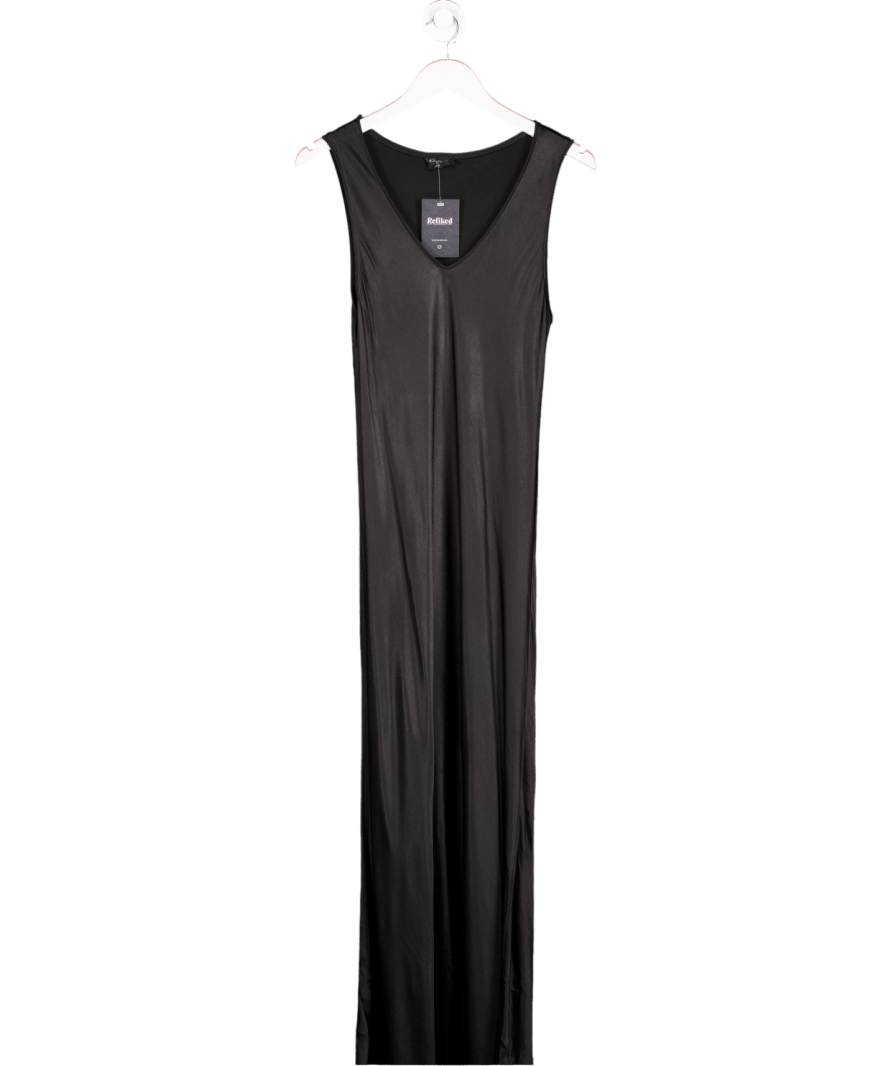 POIS IBIZA Black Satin Maxi Slip Dress UK S - Reliked