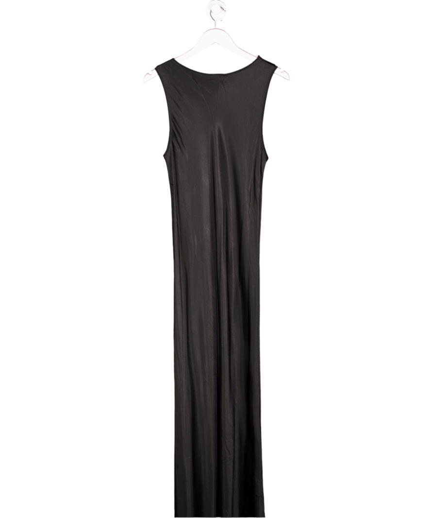 POIS IBIZA Black Satin Maxi Slip Dress UK S - Reliked