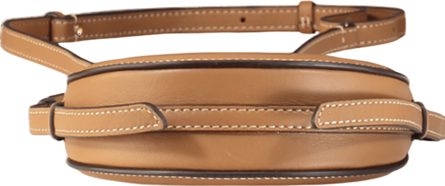 Polene Brown Tan Luxury Leather Half Moon Micro Bag - Reliked