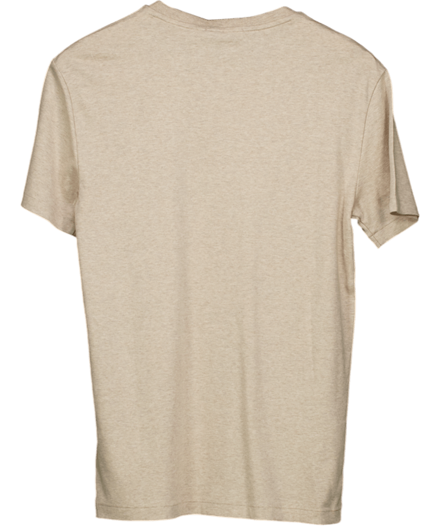 Polo Ralph Lauren Beige Marl Slim Fit Jersey Crewneck T-shirt UK S - Reliked