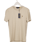 Polo Ralph Lauren Beige Marl Slim Fit Jersey Crewneck T-shirt UK S - Reliked
