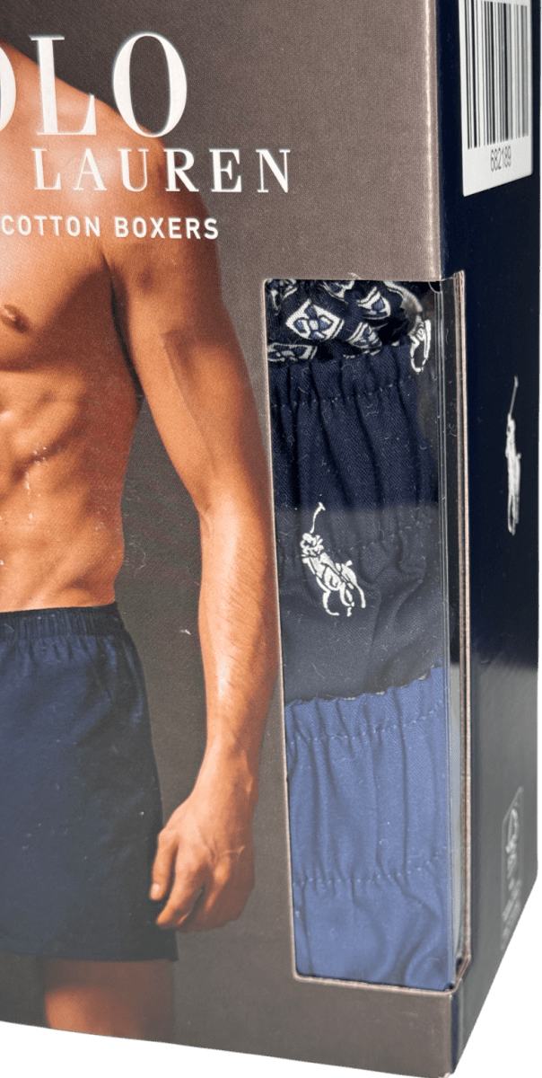 Polo Ralph Lauren Blue Classic Cotton Boxer Shorts - Blue/ Polo Pony/print (pack Of 3) UK S - Reliked