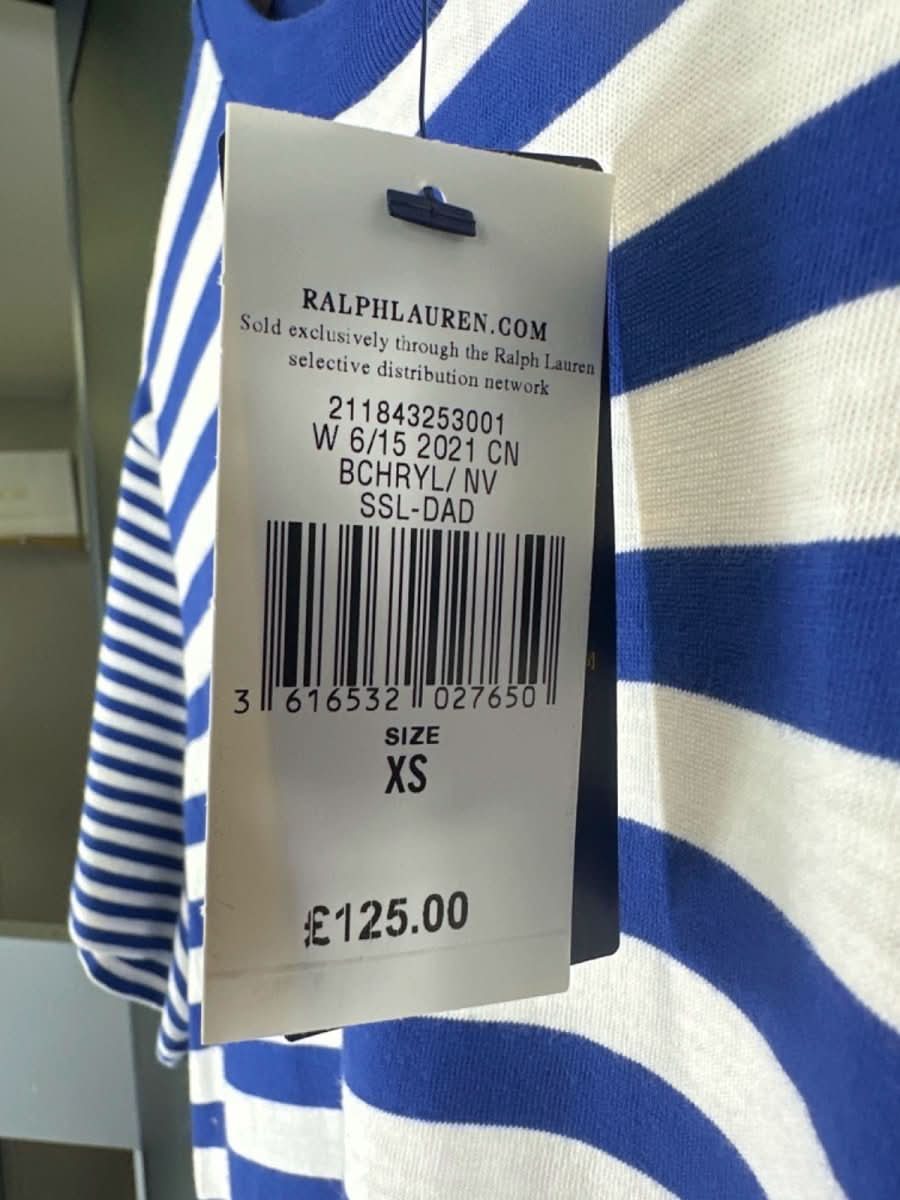 Polo Ralph Lauren Blue Striped Embroidered Polo Pony Logo T-Shirt Dress UK XL - Reliked