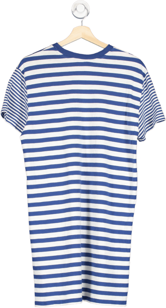 Polo Ralph Lauren Blue Striped Embroidered Polo Pony Logo T-Shirt Dress UK XL - Reliked