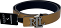 Polo Ralph Lauren Brown / Navy Blue Reversible Leather Logo Belt With Silver Hardware. UK S - Reliked