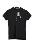 Polo Ralph Lauren Classic Black Slim Fit Polo Top With White Embroidered Pony Logo UK M - Reliked
