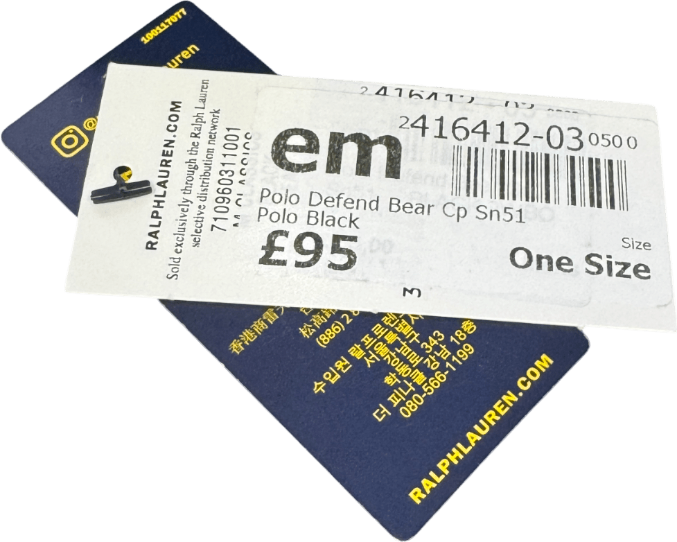 Polo Ralph Lauren Defender Bear Logo Twill Baseball Cap In Black One Size - Reliked