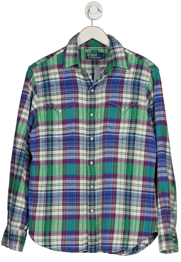 Polo Ralph Lauren Green / Blue Checked Western Shirt UK M - Reliked