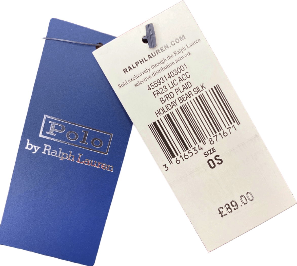 Polo Ralph Lauren Plaid Holiday Bear 100% Silk Scarf - Reliked