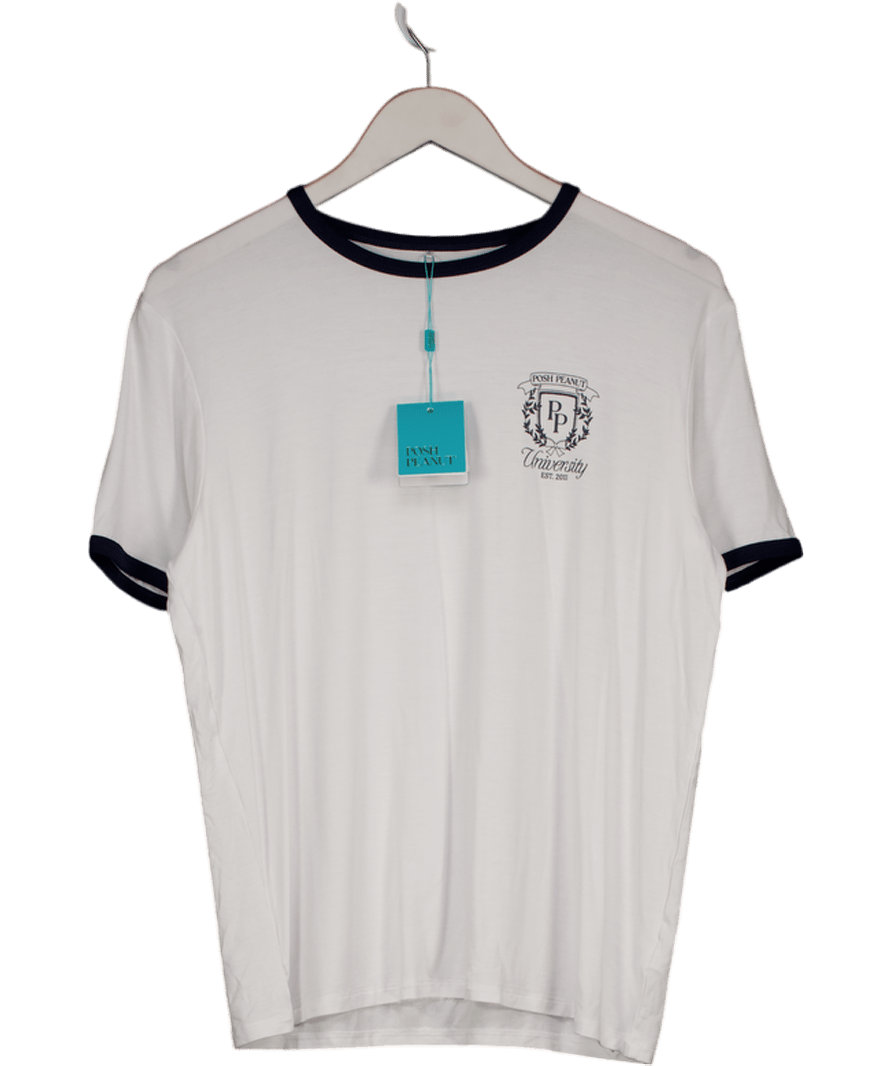 posh peanut White Varsity T-shirt UK S - Reliked