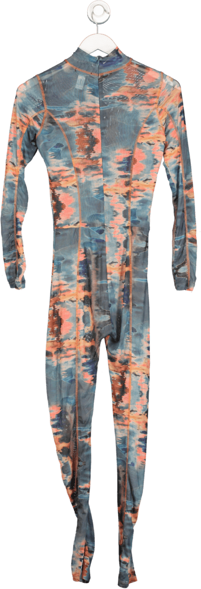 Poster Girl Blue Long Sleeve Mesh Jumpsuit UK S - Reliked