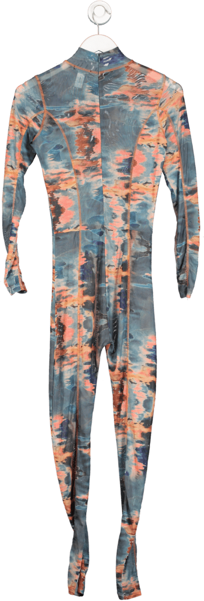 Poster Girl Blue Long Sleeve Mesh Jumpsuit UK S - Reliked