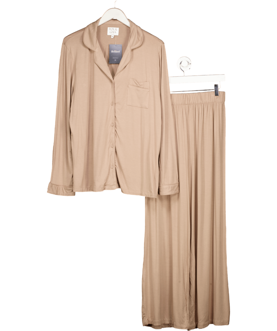 Pour Gaia Nude Charlotte Modal Pyjamas In Latte UK M - Reliked