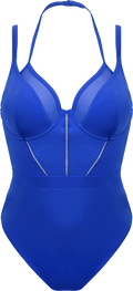 Pour Moi Blue Sydney Wired Plunge Swimsuit UK 32G - Reliked