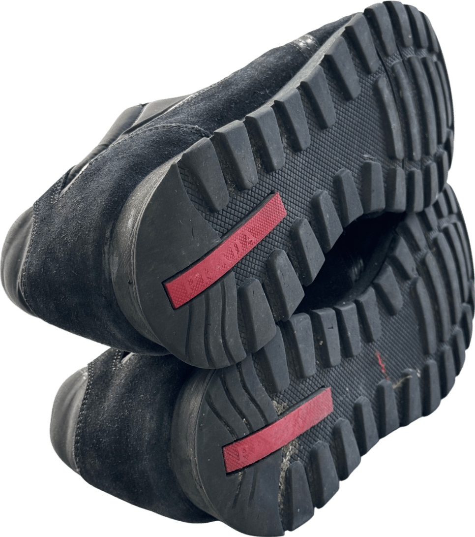 Prada Black Suede Leather And Fabric Trainers UK 9 EU 43 👞 - Reliked