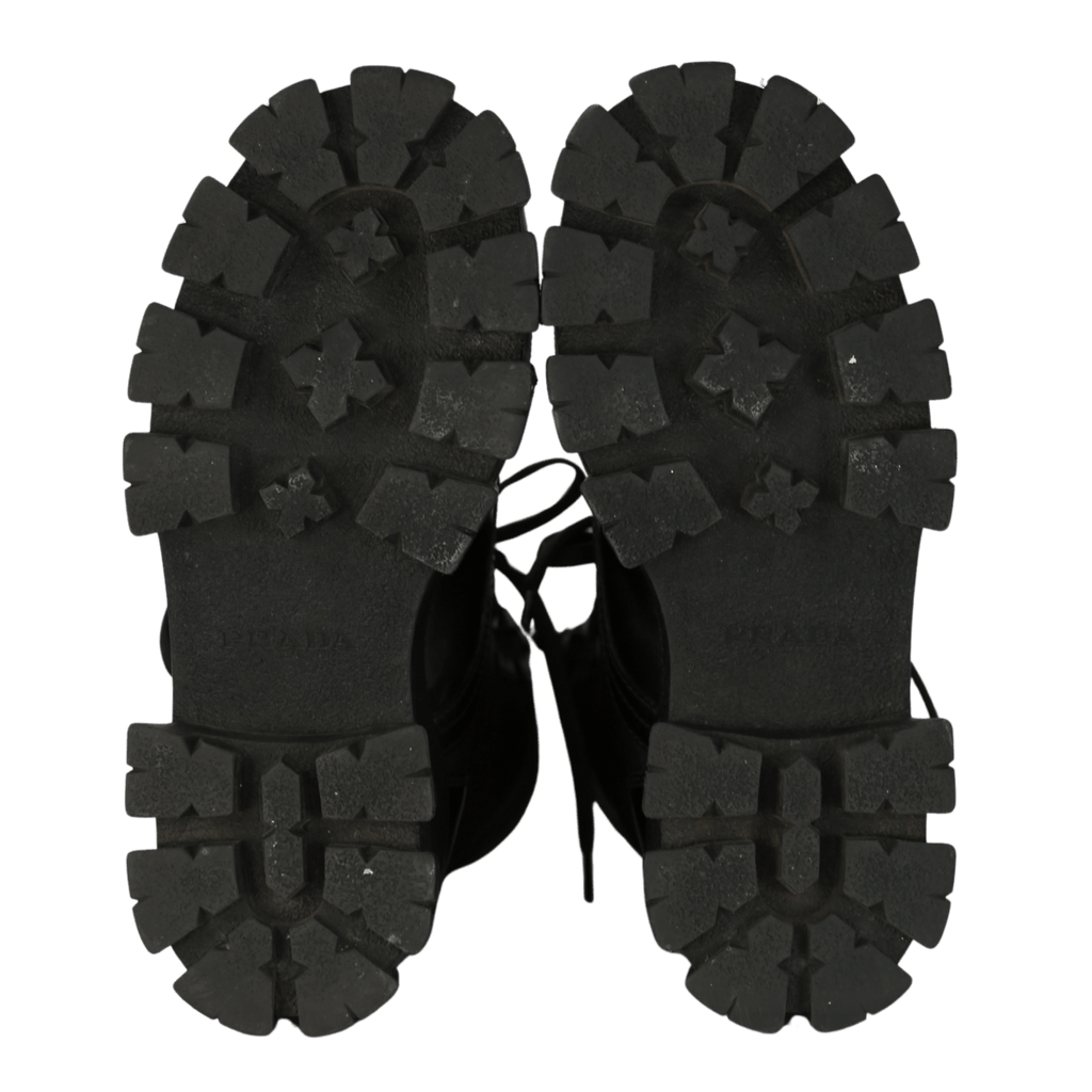 Prada Monolith Combat Boots In Black Leather And Nylon UK 5 EU 38 👠 - Reliked