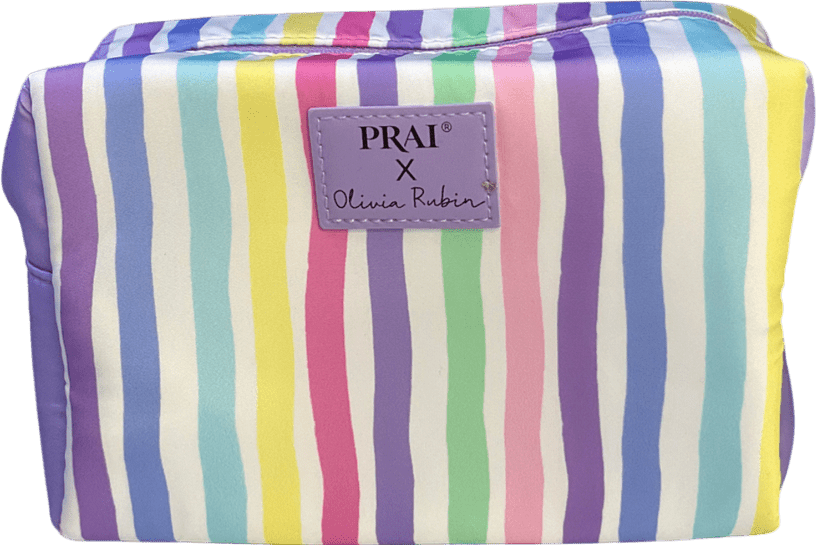 prai Multicoloured Pastel Stripe Washbag Designed By Olivia Rubin One Size - Reliked