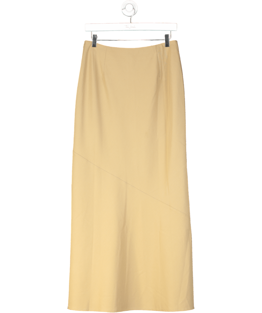 PRETTY LAVISH Asymmetric Maxi Skirt - Camel - Beige UK 10 - Reliked