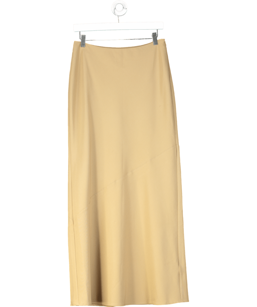 PRETTY LAVISH Asymmetric Maxi Skirt - Camel - Beige UK 10 - Reliked