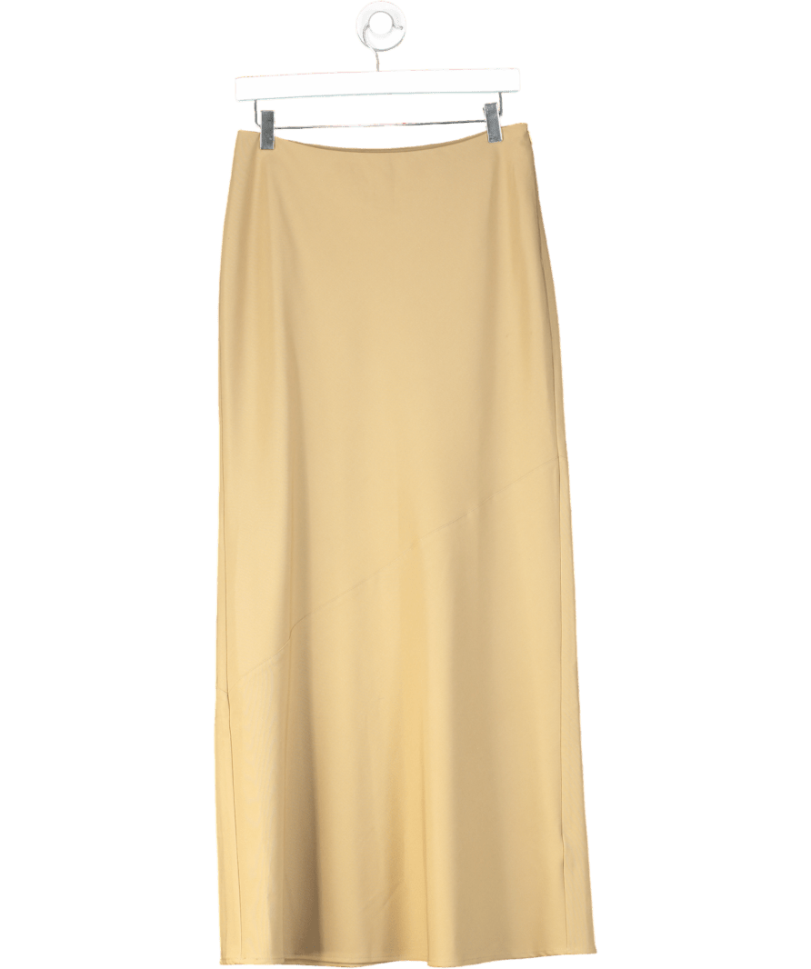 PRETTY LAVISH Asymmetric Maxi Skirt - Camel - Beige UK 10 - Reliked