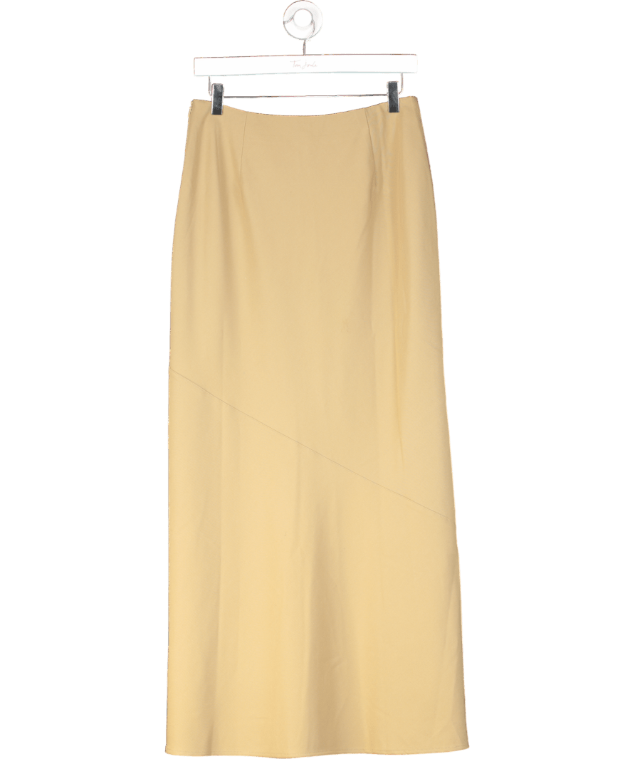 PRETTY LAVISH Asymmetric Maxi Skirt - Camel - Beige UK 10 - Reliked