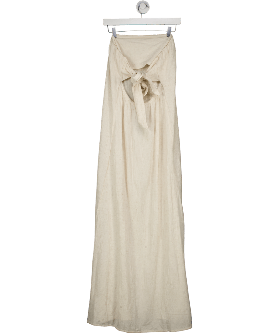 PRETTY LAVISH Beige Demi Bandeau Maxi Dress UK 8 - Reliked