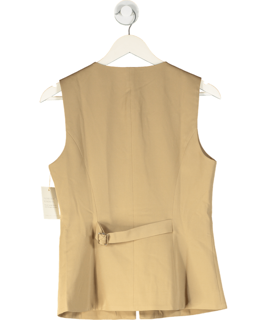 PRETTY LAVISH Beige Jean Buttoned Down Waistcoat Top UK 10 - Reliked