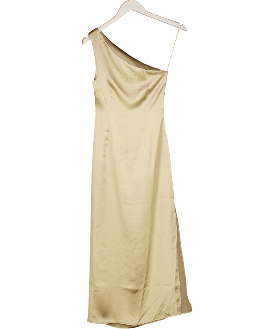 PRETTY LAVISH Beige Juliet Ruched Maxi Bridesmaid Dress UK 6 - Reliked