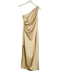 PRETTY LAVISH Beige Juliet Ruched Maxi Bridesmaid Dress UK 6 - Reliked