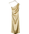 PRETTY LAVISH Beige Juliet Ruched Maxi Bridesmaid Dress UK 6 - Reliked