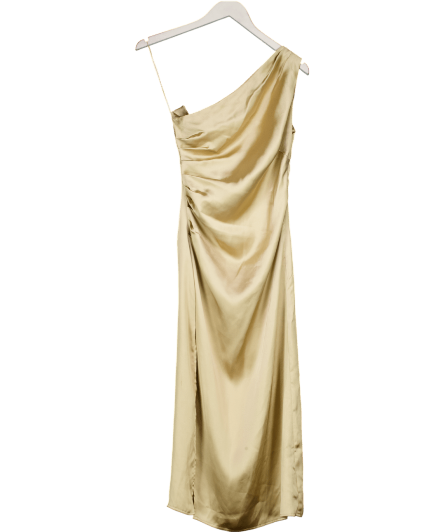 PRETTY LAVISH Beige Juliet Ruched Maxi Bridesmaid Dress UK 6 - Reliked