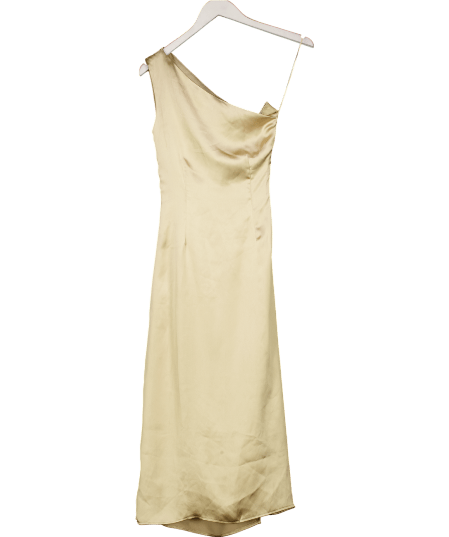 PRETTY LAVISH Beige Juliet Ruched Maxi Bridesmaid Dress UK 6 - Reliked