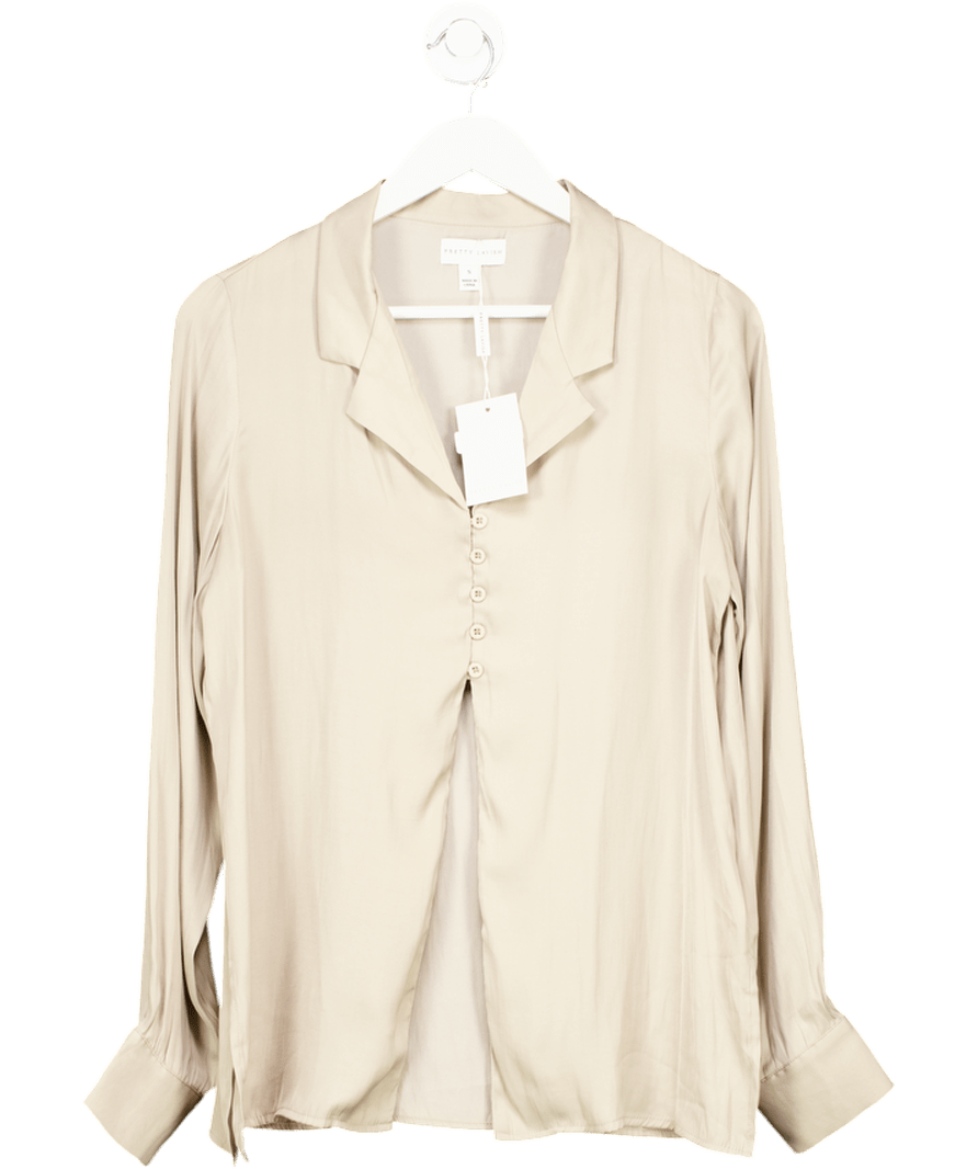 PRETTY LAVISH Beige Raelyn Blouse UK S - Reliked