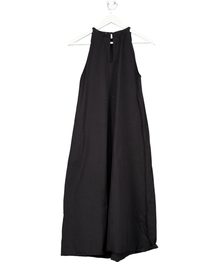 PRETTY LAVISH Black 100% Organic Cotton A - line Midi Dress UK S - Reliked