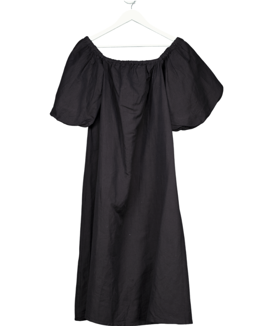 PRETTY LAVISH Black Amelie Puff Sleeve Bardot Dress UK S - Reliked