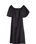 PRETTY LAVISH Black Amelie Puff Sleeve Bardot Dress UK S - Reliked