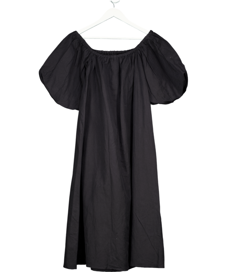 PRETTY LAVISH Black Amelie Puff Sleeve Bardot Dress UK S - Reliked