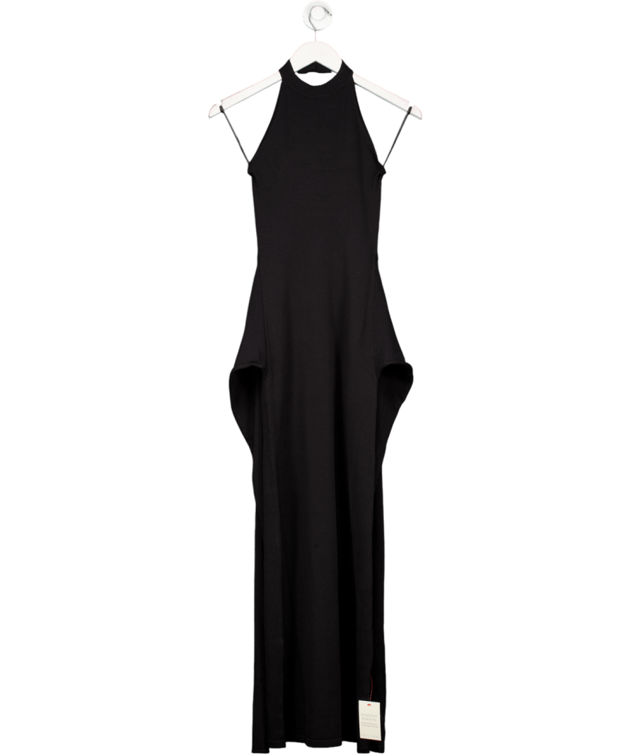 PRETTY LAVISH Black Bernelle Halterneck Tie Waist Knit Midaxi Dress UK S - Reliked