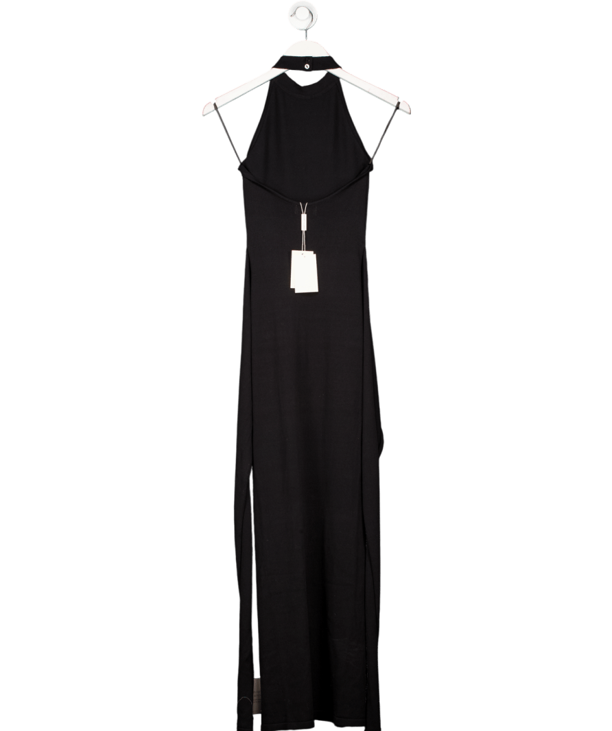 PRETTY LAVISH Black Bernelle Halterneck Tie Waist Knit Midaxi Dress UK S - Reliked