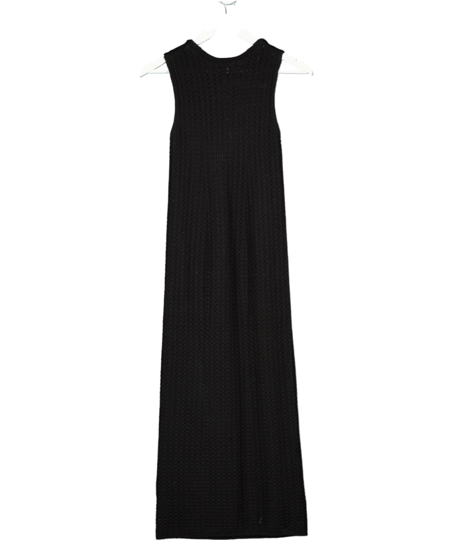 PRETTY LAVISH Black Celine Crochet Knit Sleeveless Midaxi Dress UK S - Reliked