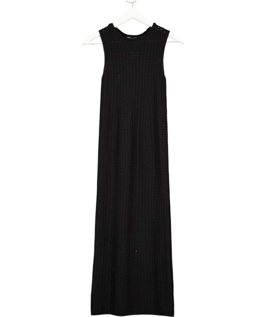 PRETTY LAVISH Black Celine Crochet Knit Sleeveless Midaxi Dress UK S - Reliked